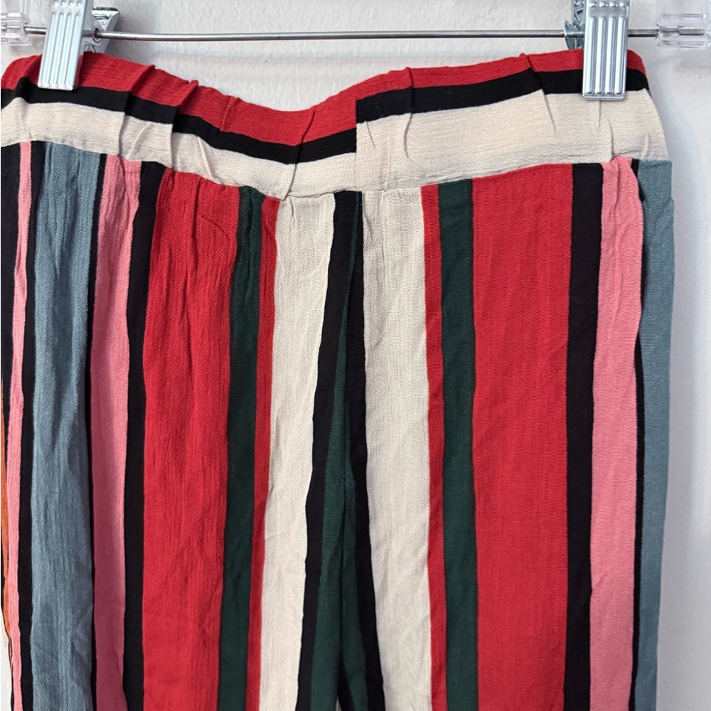 Olivaceous striped wide-leg pants flowy with high side slits - Picture 8 of 10